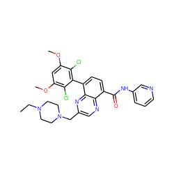 CCN1CCN(Cc2cnc3c(C(=O)Nc4cccnc4)ccc(-c4c(Cl)c(OC)cc(OC)c4Cl)c3n2)CC1 ZINC000096173407