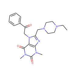 CCN1CCN(Cc2nc3c(c(=O)n(C)c(=O)n3C)n2CC(=O)c2ccccc2)CC1 ZINC000022923893