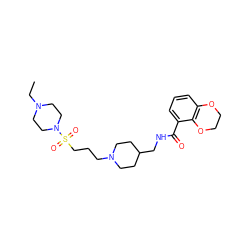 CCN1CCN(S(=O)(=O)CCCN2CCC(CNC(=O)c3cccc4c3OCCO4)CC2)CC1 ZINC000028333333