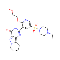 CCN1CCN(S(=O)(=O)c2cnc(OCCOC)c(-c3nc4c5n(nc4c(=O)[nH]3)CCCC5)c2)CC1 ZINC000038407446