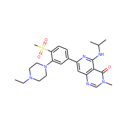 CCN1CCN(c2cc(-c3cc4ncn(C)c(=O)c4c(NC(C)C)n3)ccc2S(C)(=O)=O)CC1 ZINC000115625199