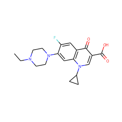 CCN1CCN(c2cc3c(cc2F)c(=O)c(C(=O)O)cn3C2CC2)CC1 ZINC000000597112