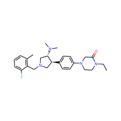 CCN1CCN(c2ccc([C@H]3CN(Cc4c(C)cccc4F)C[C@@H]3N(C)C)cc2)CC1=O ZINC001772602126