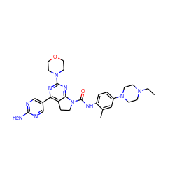 CCN1CCN(c2ccc(NC(=O)N3CCc4c(-c5cnc(N)nc5)nc(N5CCOCC5)nc43)c(C)c2)CC1 ZINC000118758148