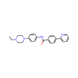 CCN1CCN(c2ccc(NC(=O)c3ccc(-c4ccccn4)cc3)cc2)CC1 ZINC000096273164