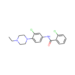 CCN1CCN(c2ccc(NC(=O)c3ccccc3Cl)cc2Cl)CC1 ZINC000000809777