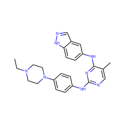 CCN1CCN(c2ccc(Nc3ncc(C)c(Nc4ccc5[nH]ncc5c4)n3)cc2)CC1 ZINC000063539308