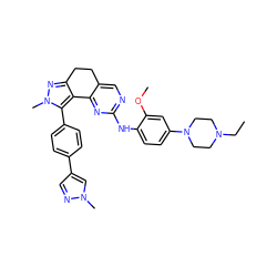 CCN1CCN(c2ccc(Nc3ncc4c(n3)-c3c(nn(C)c3-c3ccc(-c5cnn(C)c5)cc3)CC4)c(OC)c2)CC1 ZINC000224948215