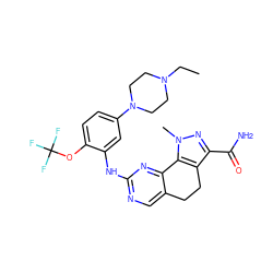 CCN1CCN(c2ccc(OC(F)(F)F)c(Nc3ncc4c(n3)-c3c(c(C(N)=O)nn3C)CC4)c2)CC1 ZINC000064513639