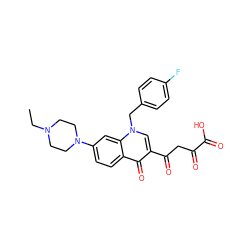 CCN1CCN(c2ccc3c(=O)c(C(=O)CC(=O)C(=O)O)cn(Cc4ccc(F)cc4)c3c2)CC1 ZINC000169312562