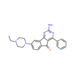 CCN1CCN(c2ccc3c(c2)-c2nc(N)nc(-c4ccccc4)c2C3=O)CC1 ZINC000049110389