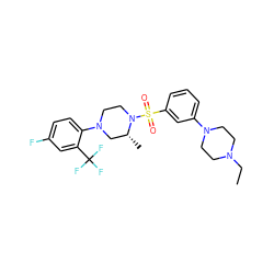 CCN1CCN(c2cccc(S(=O)(=O)N3CCN(c4ccc(F)cc4C(F)(F)F)C[C@H]3C)c2)CC1 ZINC000040420547