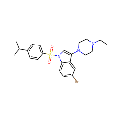 CCN1CCN(c2cn(S(=O)(=O)c3ccc(C(C)C)cc3)c3ccc(Br)cc23)CC1 ZINC000066251353