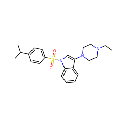 CCN1CCN(c2cn(S(=O)(=O)c3ccc(C(C)C)cc3)c3ccccc23)CC1 ZINC000066259601