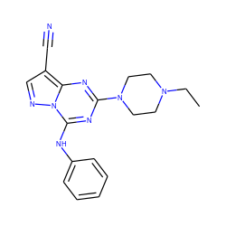 CCN1CCN(c2nc(Nc3ccccc3)n3ncc(C#N)c3n2)CC1 ZINC000016052399