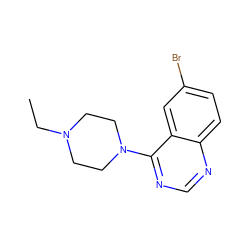 CCN1CCN(c2ncnc3ccc(Br)cc23)CC1 ZINC000000122268