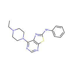 CCN1CCN(c2ncnc3sc(Nc4ccccc4)nc23)CC1 ZINC000103287379