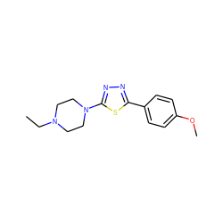 CCN1CCN(c2nnc(-c3ccc(OC)cc3)s2)CC1 ZINC000066258302