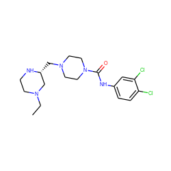 CCN1CCN[C@H](CN2CCN(C(=O)Nc3ccc(Cl)c(Cl)c3)CC2)C1 ZINC000084712680