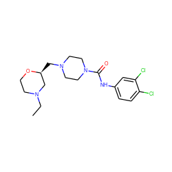 CCN1CCO[C@@H](CN2CCN(C(=O)Nc3ccc(Cl)c(Cl)c3)CC2)C1 ZINC000034635890