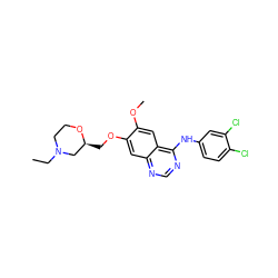 CCN1CCO[C@@H](COc2cc3ncnc(Nc4ccc(Cl)c(Cl)c4)c3cc2OC)C1 ZINC000114822458