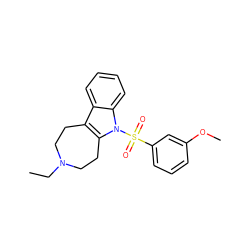 CCN1CCc2c(n(S(=O)(=O)c3cccc(OC)c3)c3ccccc23)CC1 ZINC000040412426