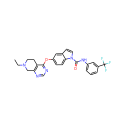 CCN1CCc2c(ncnc2Oc2ccc3c(ccn3C(=O)Nc3cccc(C(F)(F)F)c3)c2)C1 ZINC000140241452