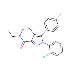 CCN1CCc2c(nn(-c3ccccc3Cl)c2-c2ccc(Cl)cc2)C1=O ZINC000040937703