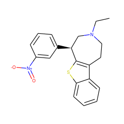 CCN1CCc2c(sc3ccccc23)[C@@H](c2cccc([N+](=O)[O-])c2)C1 ZINC000013781861