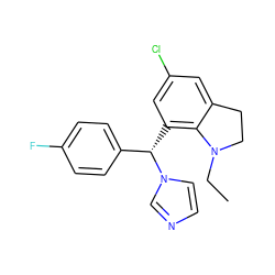 CCN1CCc2cc(Cl)cc([C@@H](c3ccc(F)cc3)n3ccnc3)c21 ZINC000013489546