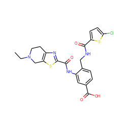 CCN1CCc2nc(C(=O)Nc3cc(C(=O)O)ccc3CNC(=O)c3ccc(Cl)s3)sc2C1 ZINC000073166284