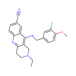 CCN1CCc2nc3ccc(C#N)cc3c(NCc3ccc(OC)c(Cl)c3)c2C1 ZINC000205311162