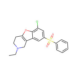 CCN1CCc2oc3c(Cl)cc(S(=O)(=O)c4ccccc4)cc3c2C1 ZINC000147509914