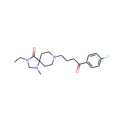 CCN1CN(C)C2(CCN(CCCC(=O)c3ccc(F)cc3)CC2)C1=O ZINC000013782363