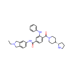 CCN1Cc2ccc(NC(=O)c3ccc(C(=O)N4CCC([C@@H]5CCCN5)CC4)c(Nc4ccccc4)c3)cc2C1 ZINC000096284377