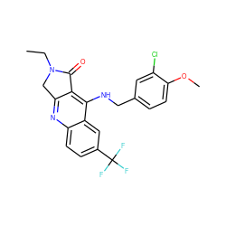 CCN1Cc2nc3ccc(C(F)(F)F)cc3c(NCc3ccc(OC)c(Cl)c3)c2C1=O ZINC001772622367