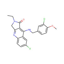 CCN1Cc2nc3ccc(Cl)cc3c(NCc3ccc(OC)c(Cl)c3)c2C1=O ZINC001772597507