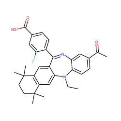 CCN1c2ccc(C(C)=O)cc2N=C(c2ccc(C(=O)O)cc2F)c2cc3c(cc21)C(C)(C)CCC3(C)C ZINC000028708900