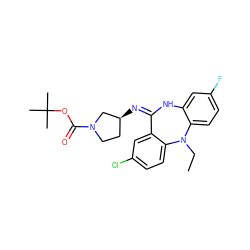 CCN1c2ccc(F)cc2N/C(=N/[C@H]2CCN(C(=O)OC(C)(C)C)C2)c2cc(Cl)ccc21 ZINC000473086025