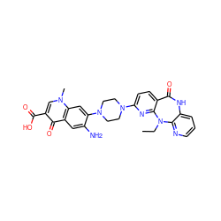 CCN1c2ncccc2NC(=O)c2ccc(N3CCN(c4cc5c(cc4N)c(=O)c(C(=O)O)cn5C)CC3)nc21 ZINC000299830262