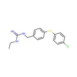 CCNC(=N)NCc1ccc(Sc2ccc(Cl)cc2)cc1 ZINC000026003213