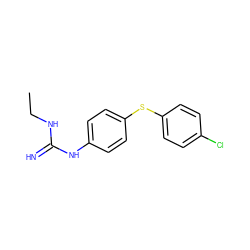 CCNC(=N)Nc1ccc(Sc2ccc(Cl)cc2)cc1 ZINC000026001245