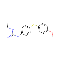 CCNC(=N)Nc1ccc(Sc2ccc(OC)cc2)cc1 ZINC000026003206