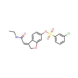 CCNC(=O)/C=C1/COc2cc(OS(=O)(=O)c3cccc(Cl)c3)ccc21 ZINC000095582910