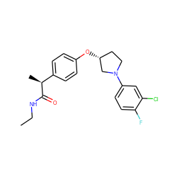 CCNC(=O)[C@@H](C)c1ccc(O[C@@H]2CCN(c3ccc(F)c(Cl)c3)C2)cc1 ZINC001772614472