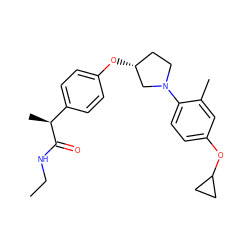 CCNC(=O)[C@@H](C)c1ccc(O[C@@H]2CCN(c3ccc(OC4CC4)cc3C)C2)cc1 ZINC001772635693