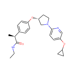 CCNC(=O)[C@@H](C)c1ccc(O[C@@H]2CCN(c3ccc(OC4CC4)cn3)C2)cc1 ZINC001772617361