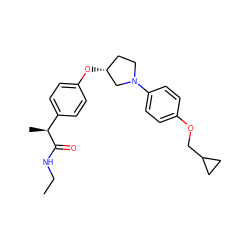 CCNC(=O)[C@@H](C)c1ccc(O[C@@H]2CCN(c3ccc(OCC4CC4)cc3)C2)cc1 ZINC000221044890