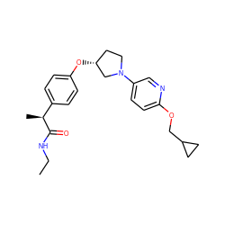 CCNC(=O)[C@@H](C)c1ccc(O[C@@H]2CCN(c3ccc(OCC4CC4)nc3)C2)cc1 ZINC001772611808