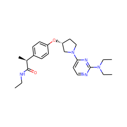 CCNC(=O)[C@@H](C)c1ccc(O[C@@H]2CCN(c3ccnc(N(CC)CC)n3)C2)cc1 ZINC000221034393